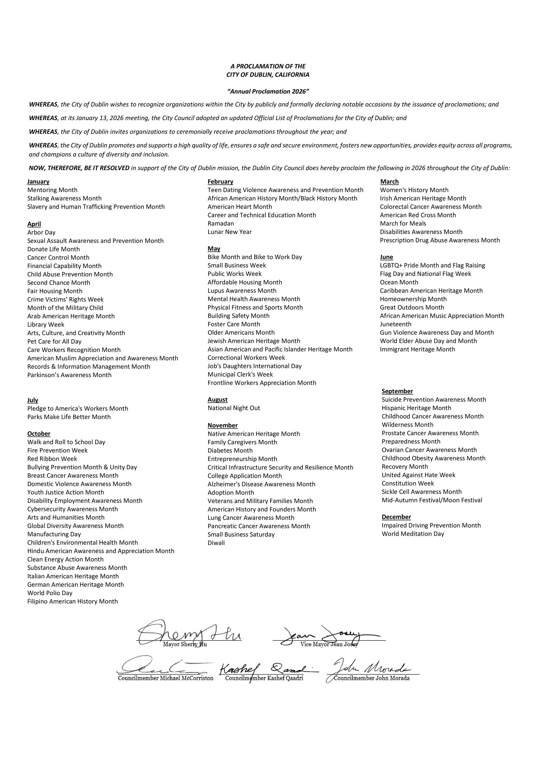 Annual Proclamation 2026