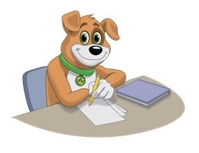 Clover Mascot at Desk 